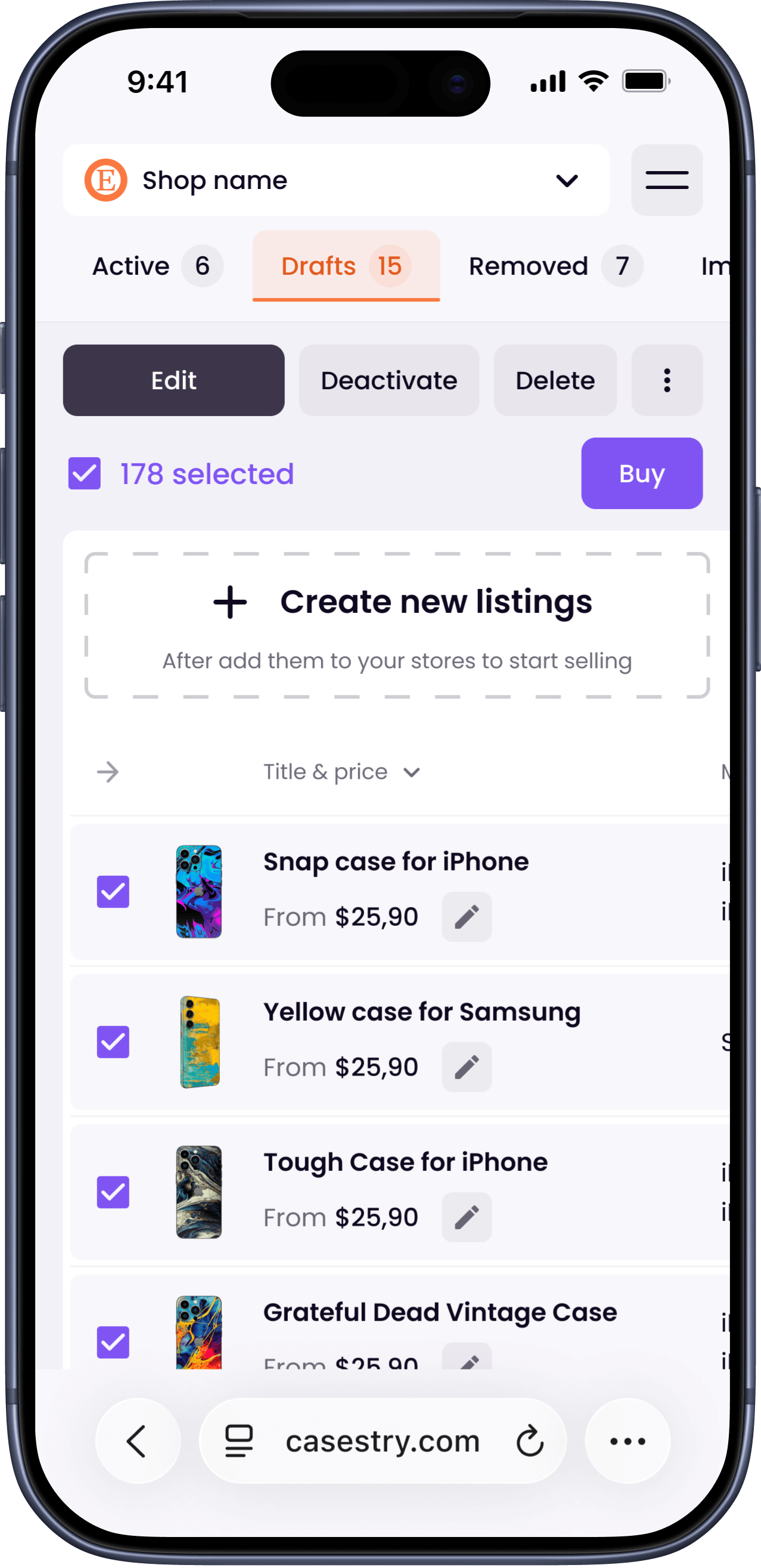 Listings mobile - screen 2