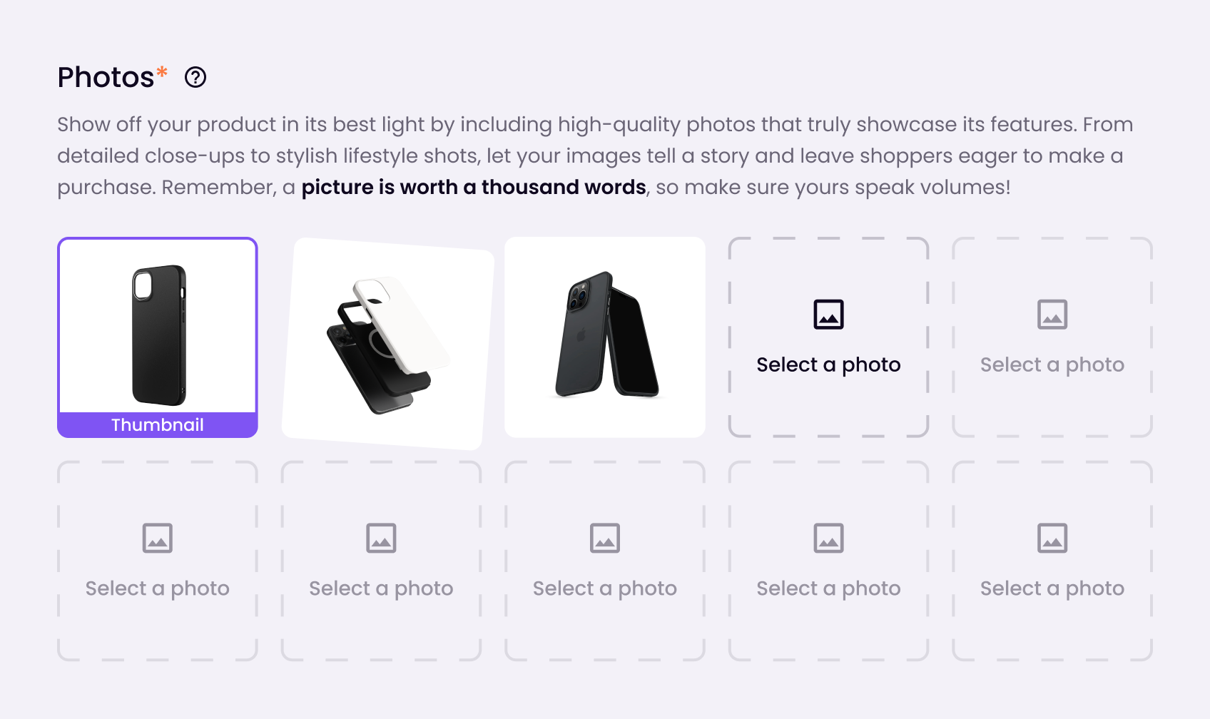 Image upload modal with three tabs