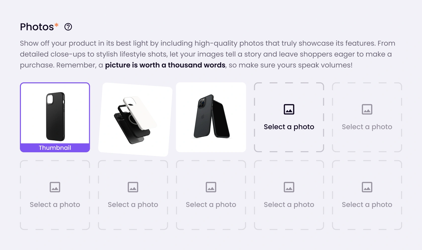 Image upload modal with three tabs