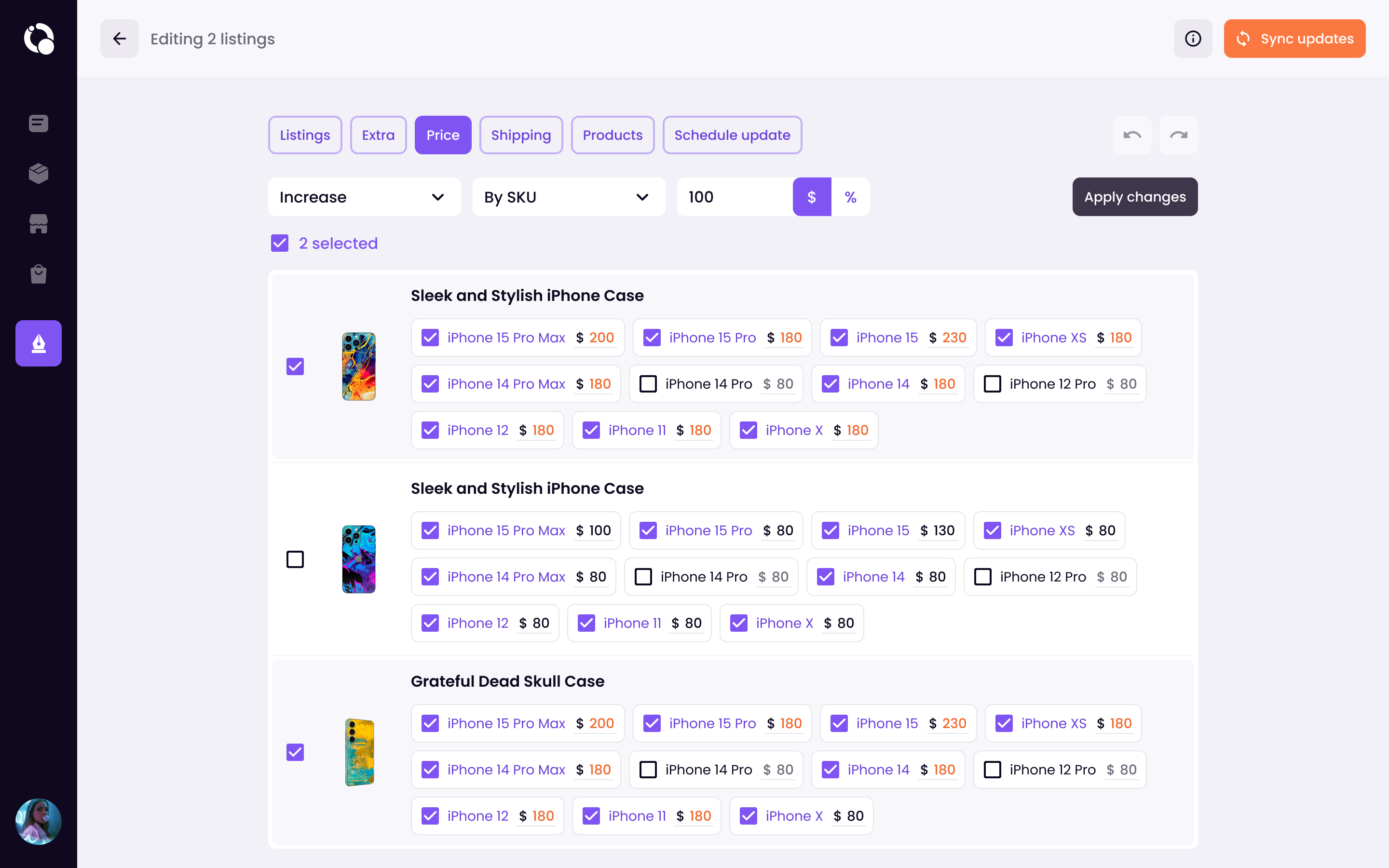 Listings - detail view