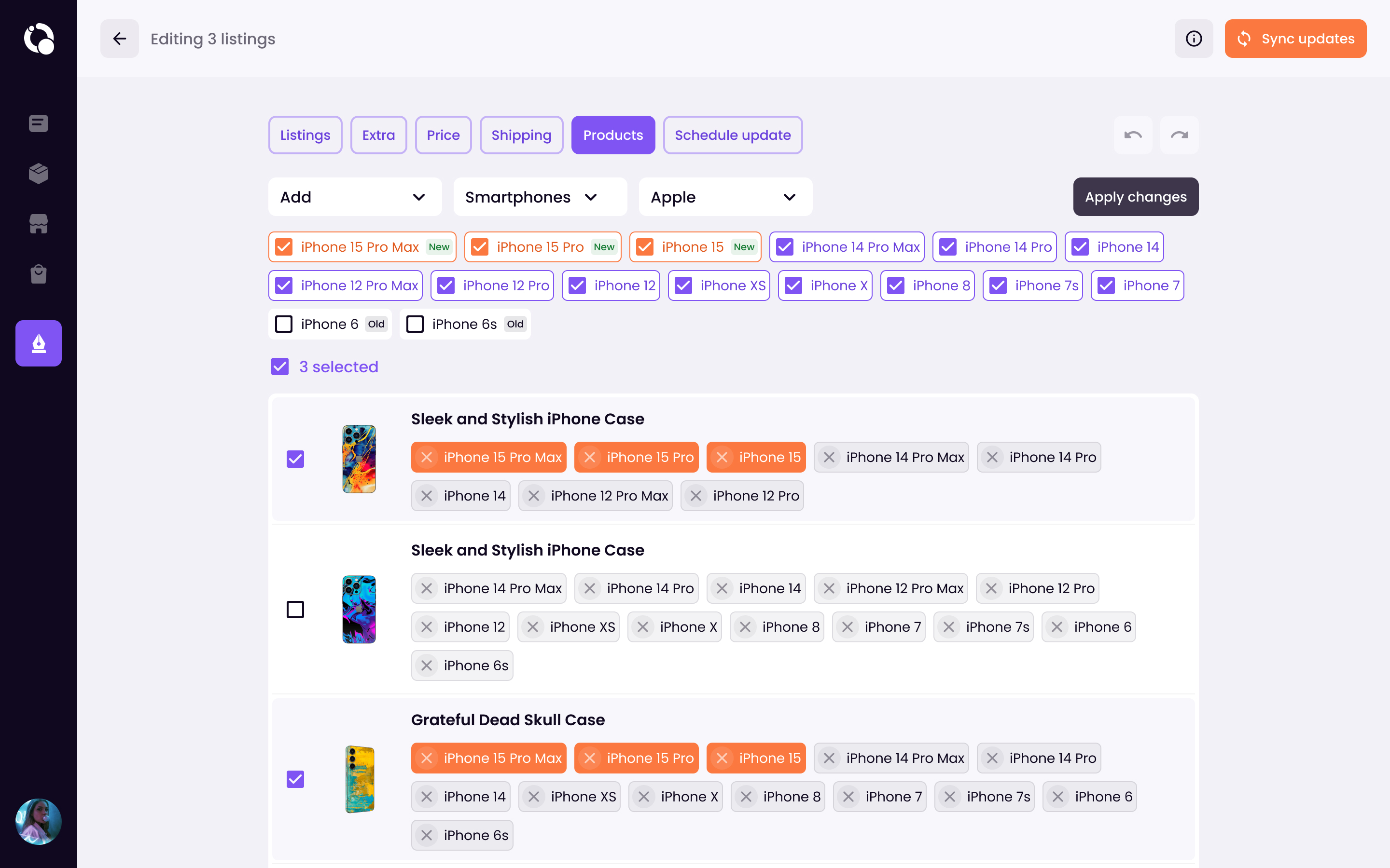 Listings - bulk editing view