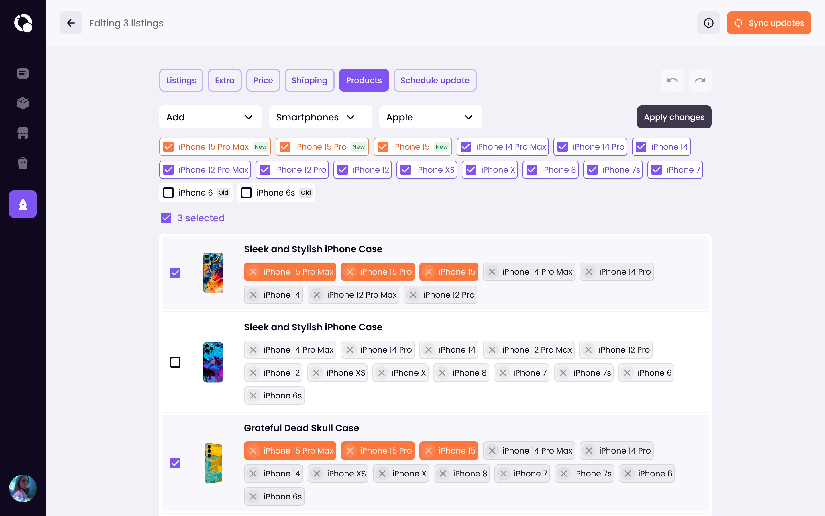 Listings - bulk editing view