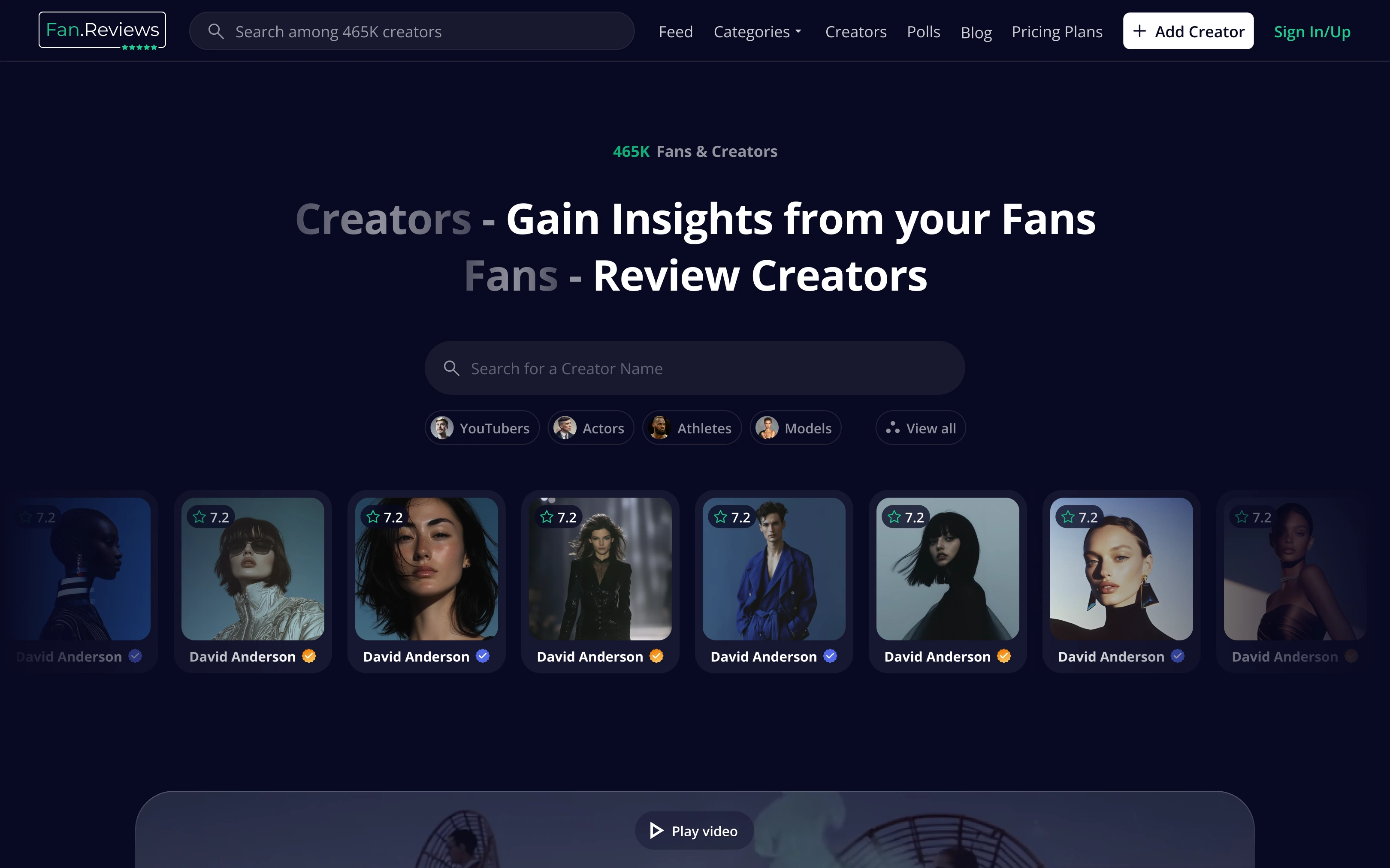 Fan Reviews home page