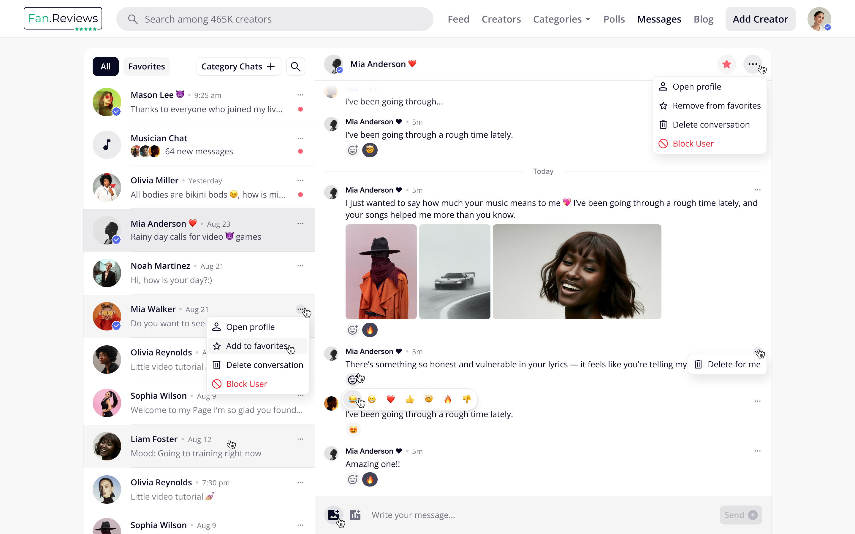 Messages page concept