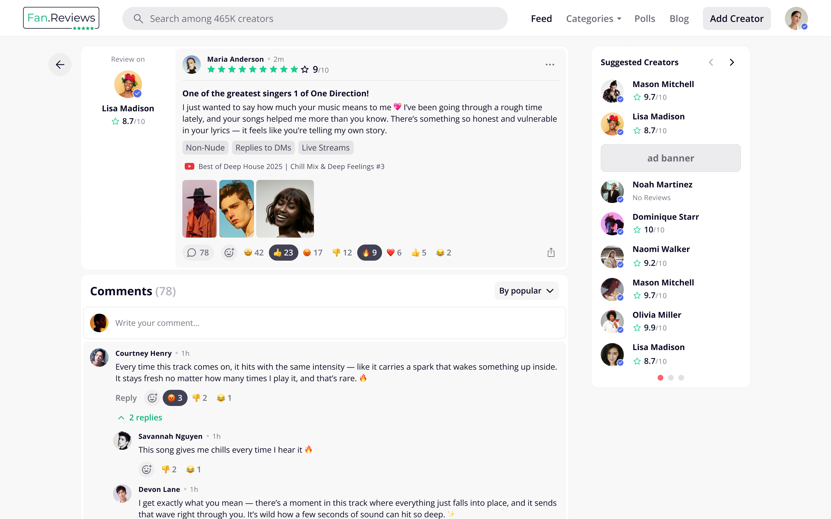 Individual review page