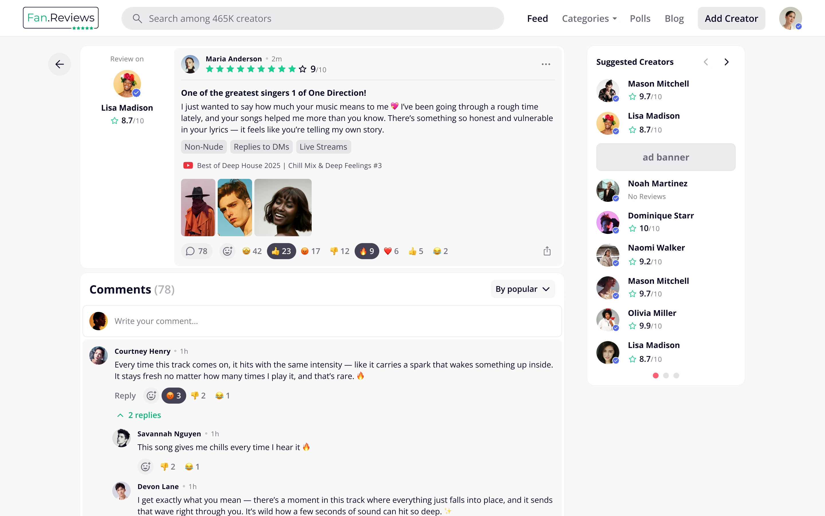 Individual review page