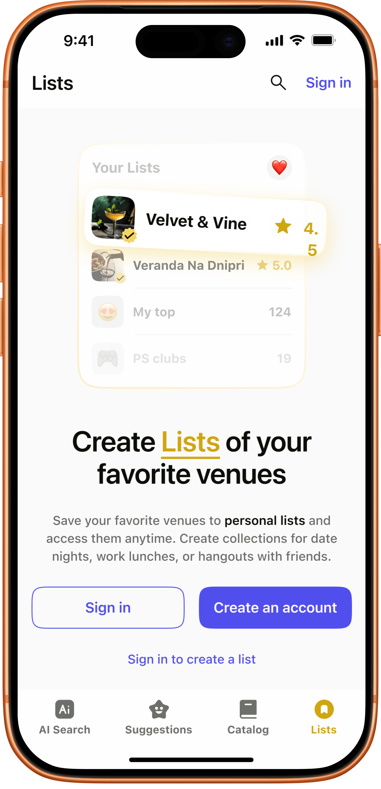 Lists - screen 1