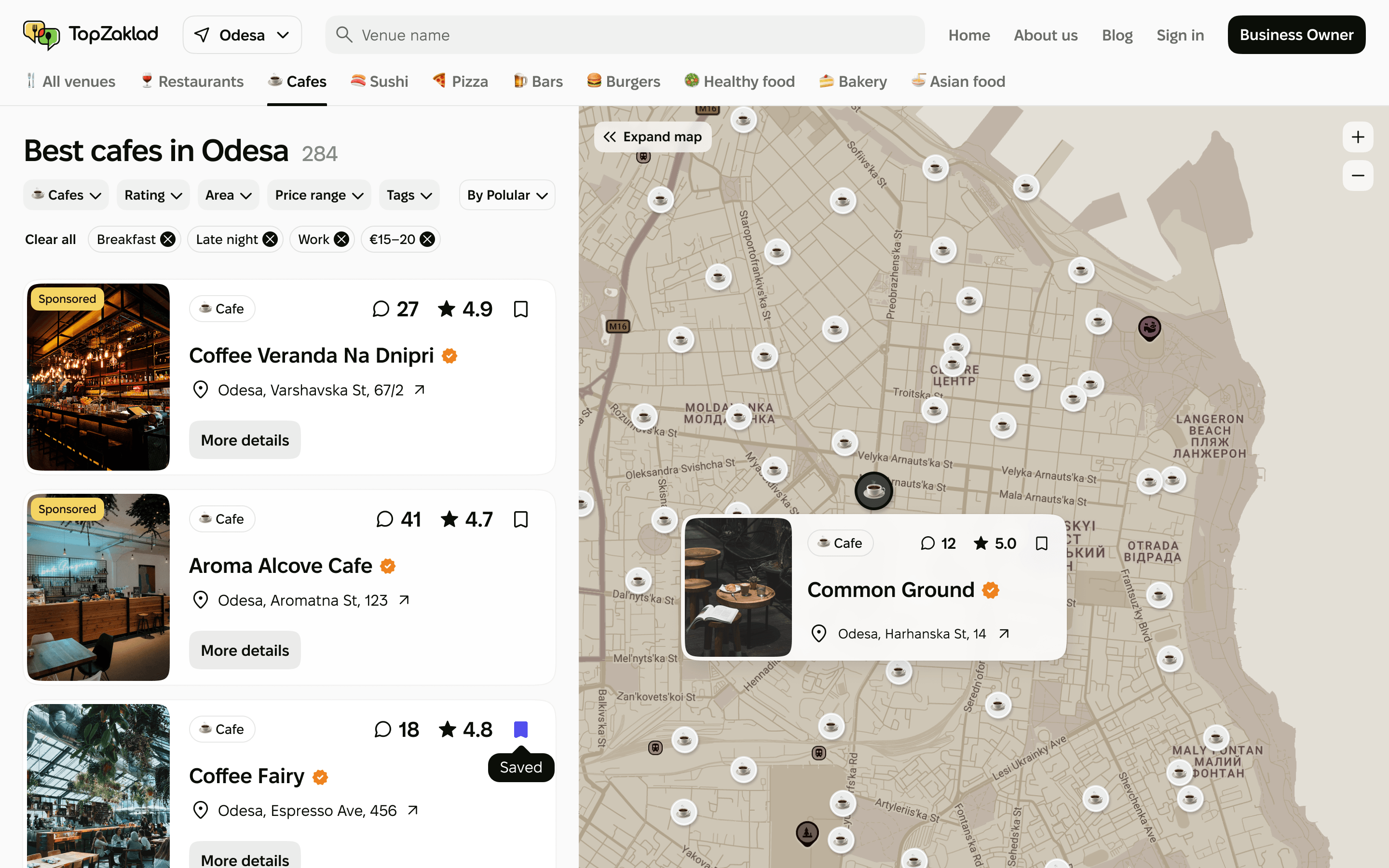 Web platform - catalog page