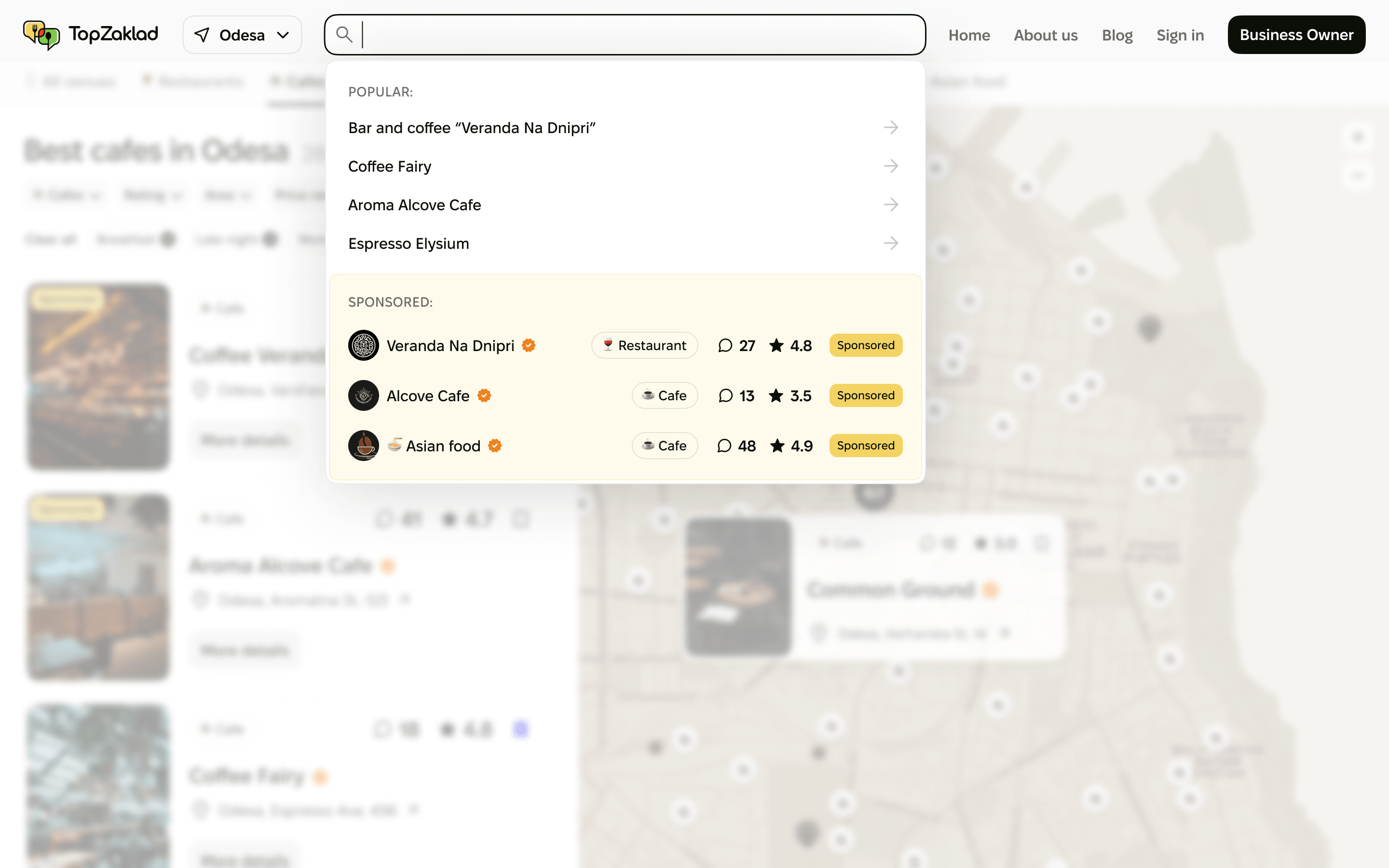 Web platform - venue page