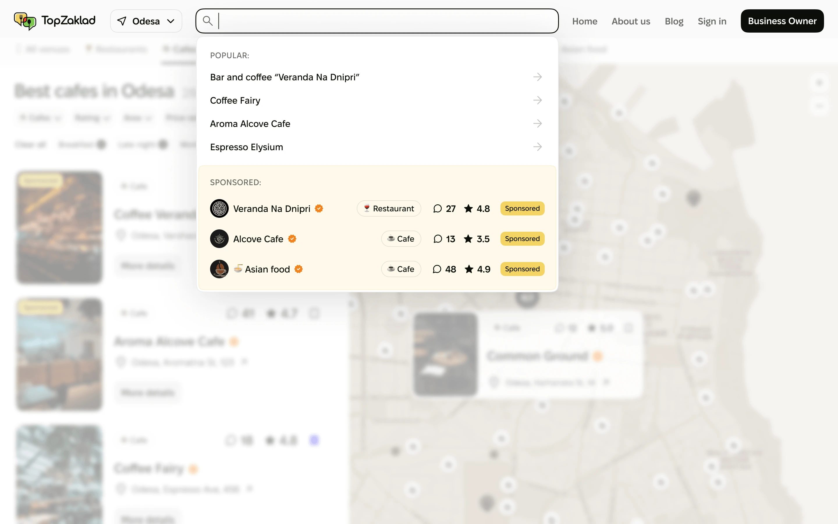Web platform - venue page
