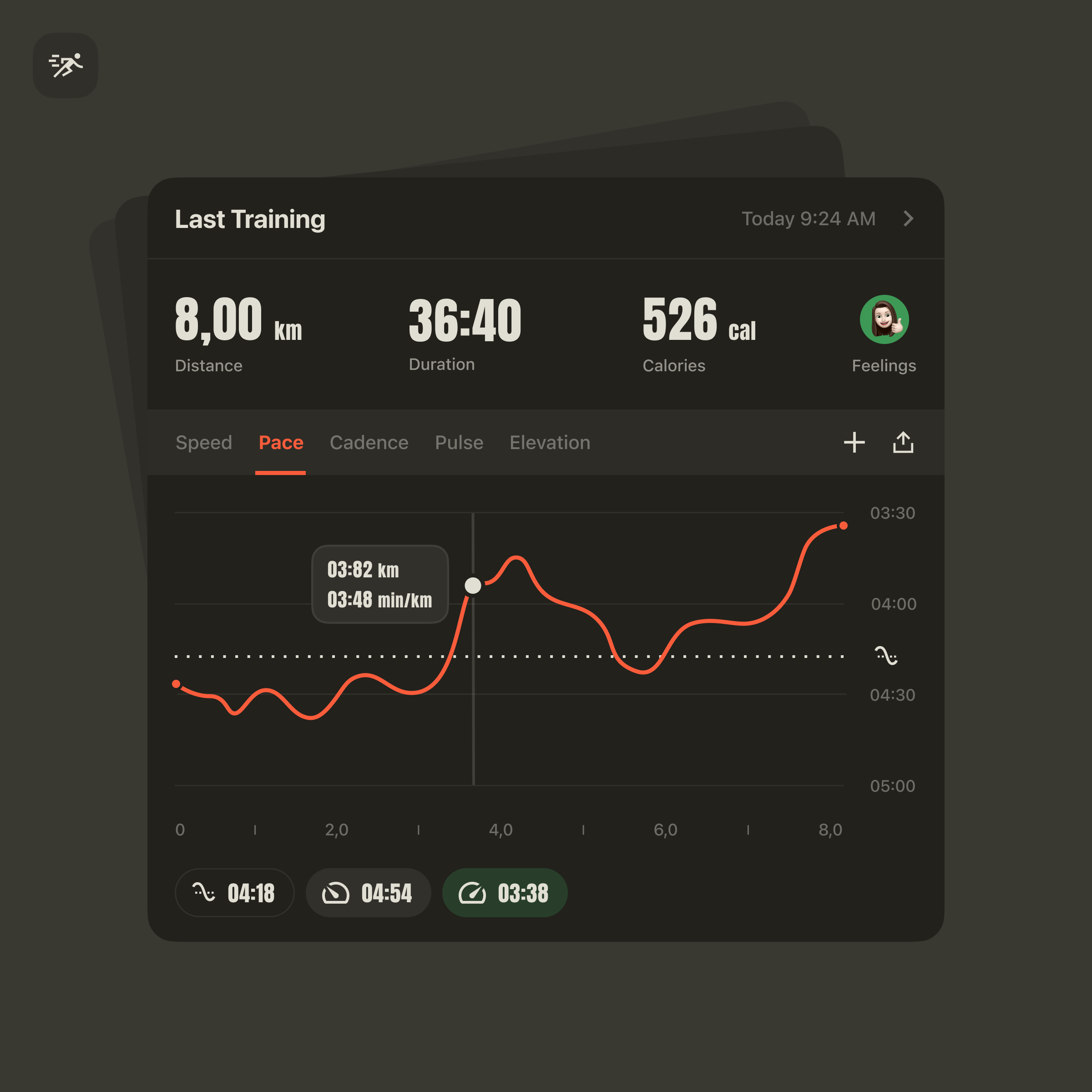 Last Training card — dark theme